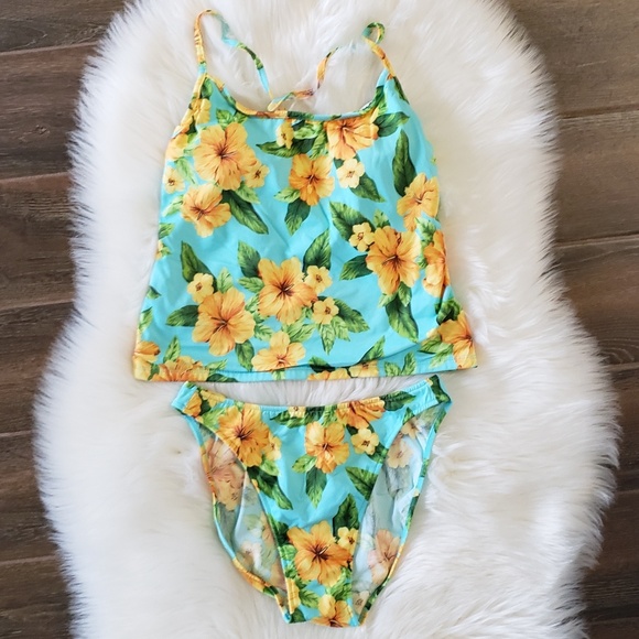 Sia Other - B2G1 VTG 90's Sia Highcut Tropical Floral Tankini